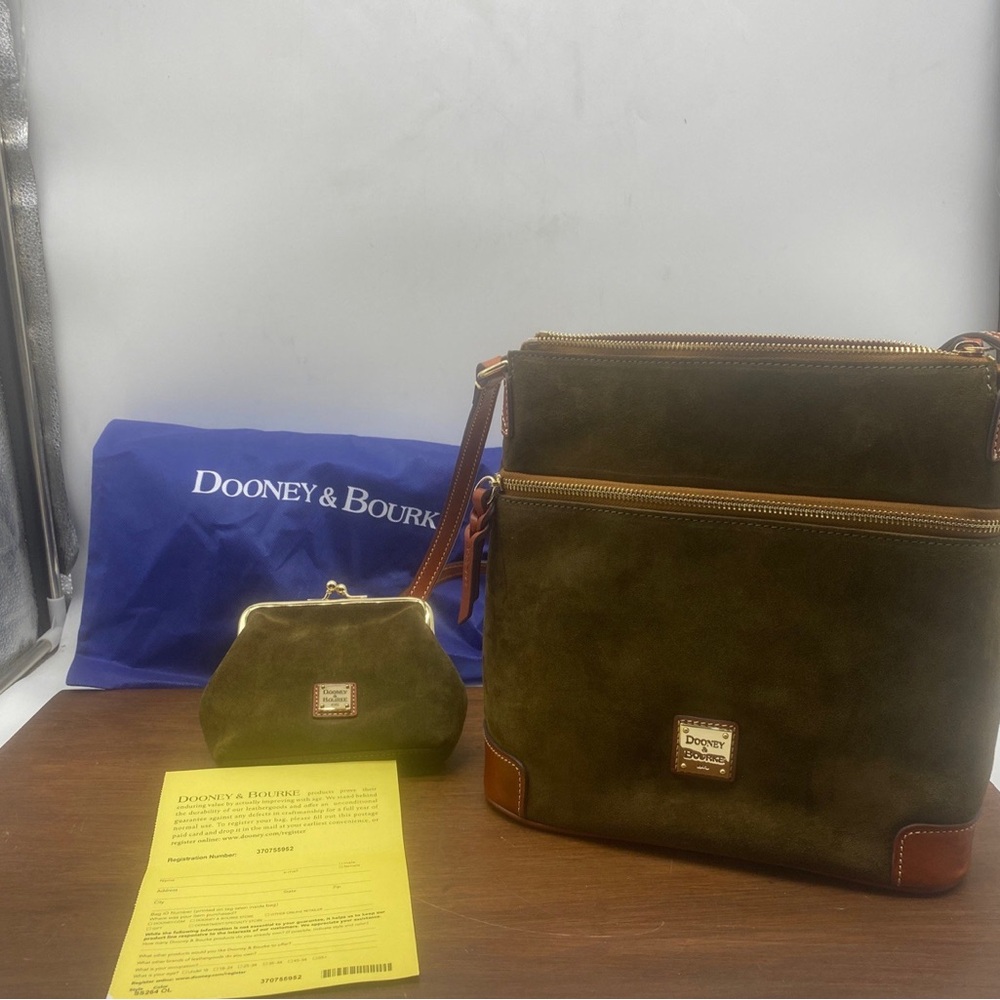 Dooney & Bourke Crossbody Bag Suede with Coin Pouch and Dust Bag